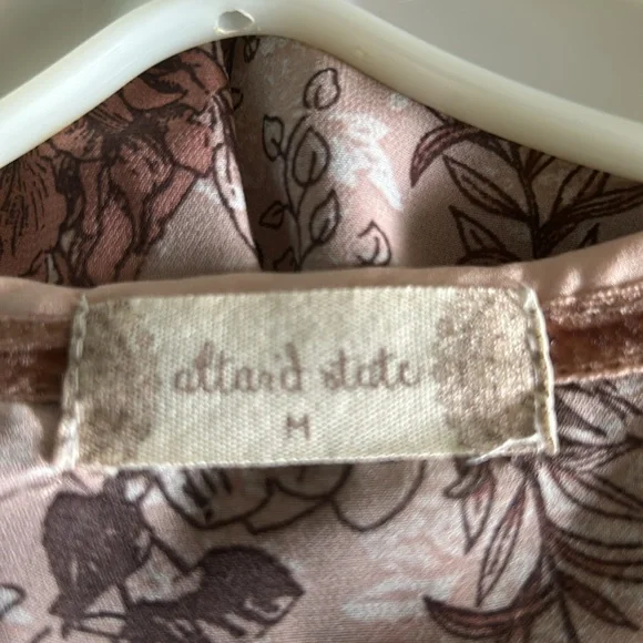 Altar’d State blouse light pink floral baby doll tiered peplum long slee… - Picture 7 of 8